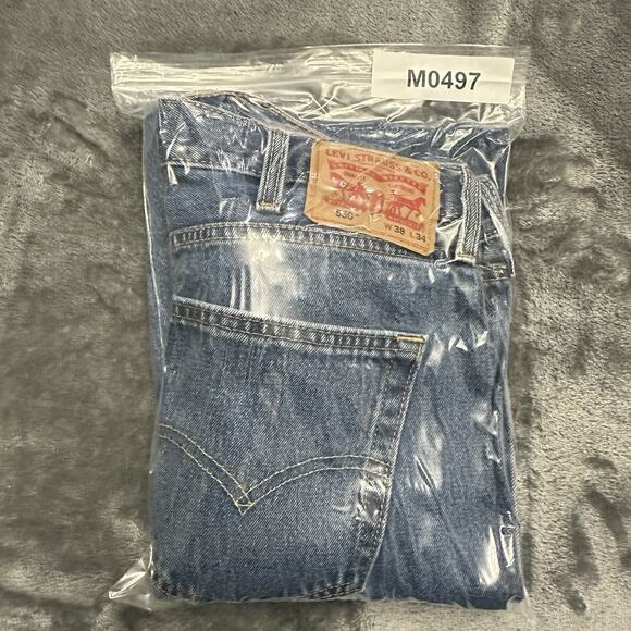 Levi's 550 Jeans Mens 38x34 Blue Straight Denim Rugged Workwear Biker Pants‎ - Picture 14 of 14